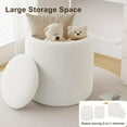 thumbnail image 4 of Round Boucle Ottoman with Storage Set of 2, White Ottoman Poufs for Living Room, Sherpa Storage Ottoman Stool, Cute Teddy Foot Rest, White Makeup Vanity Stool Chair, Small Coffee Table, 4 of 15
