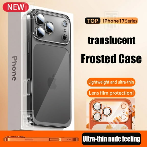 Official Plating Frosted Antiskid PC Translucent 17 Pro Max Phone Case for iPhone 17 Full Lens Protect Shockproof Hard Cover