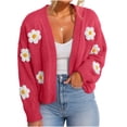 thumbnail image 6 of Lutiedan Knit Cardigans for Women Daisy Floral Open Front Cardigan Sweater Long Sleeve V Neck Fall Sweater Coats S-L, 6 of 8