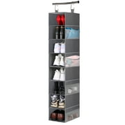 MISSLO Wider Hanging Shoe Organizer Mesh Pockets for Accessories Storage 8 Shelves Closet Shoe Holder - Grey