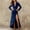 w93# Blue310, variant on Wuxian Women Winter Spring Elegant Bodycon Maxi Dresses Deep V-Neck Solid Colro Long Sleeve Button Dpwn Ruched High Split Dress Stylish Cozy Partywear,Blue,XXL