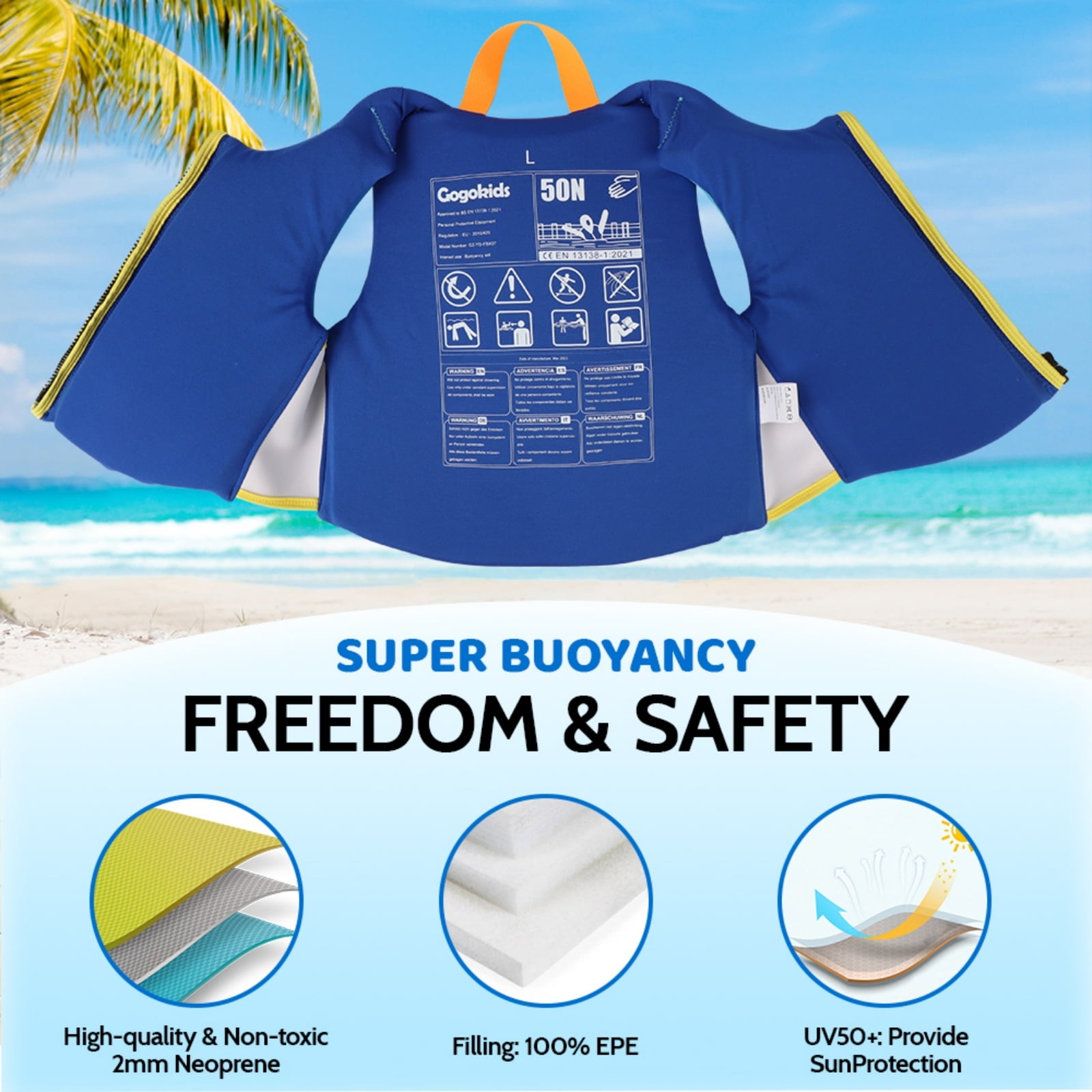 Gogokids Kids Life Jacket, Swim Vest, Adjustable Safety
