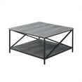 thumbnail image 3 of Convenience Concepts Tucson Metal Square Coffee Table with Shelf, Weathered Gray/Black, 3 of 4