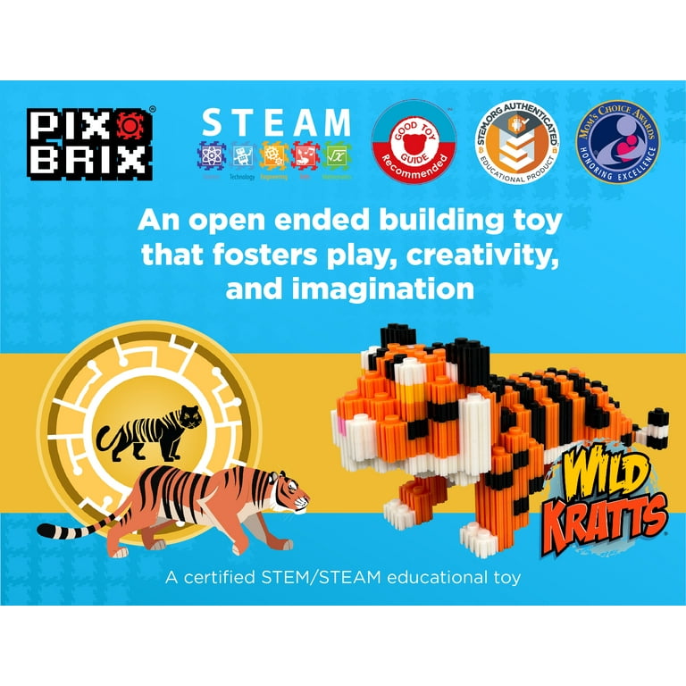 Pix Brix Wild Kratts Pixel Art Kit Bengal Tiger, 450 Pieces