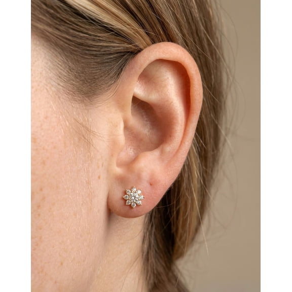 2Ct Round Cut Real Moissanite Diamond Cluster Stud Earrings 14K Yellow Gold Plated