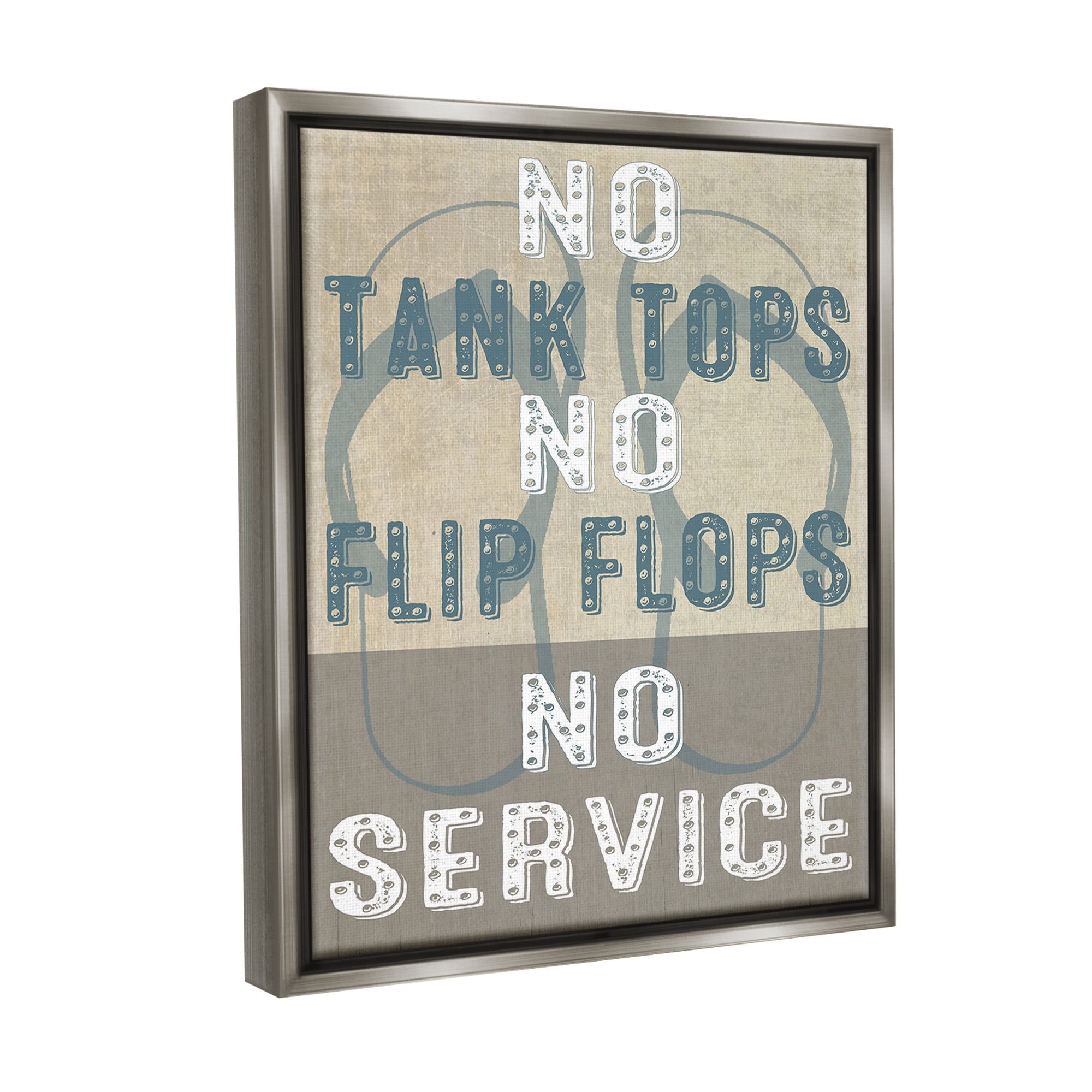 Stupell Industries Summer No Service Sign Typography Painting Gray Floater Framed Canvas Art Print Wall Art, 17 x 21