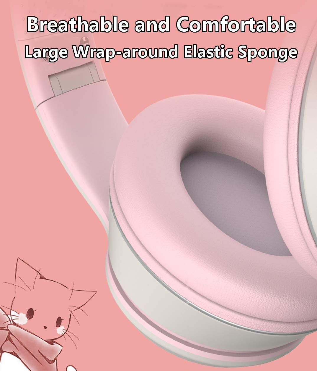 Cat Ear Gaming Headset with Microphone Flashing Glowing Stereo Headset$stereo Surround Earmuff Headset Bluetooth Headset