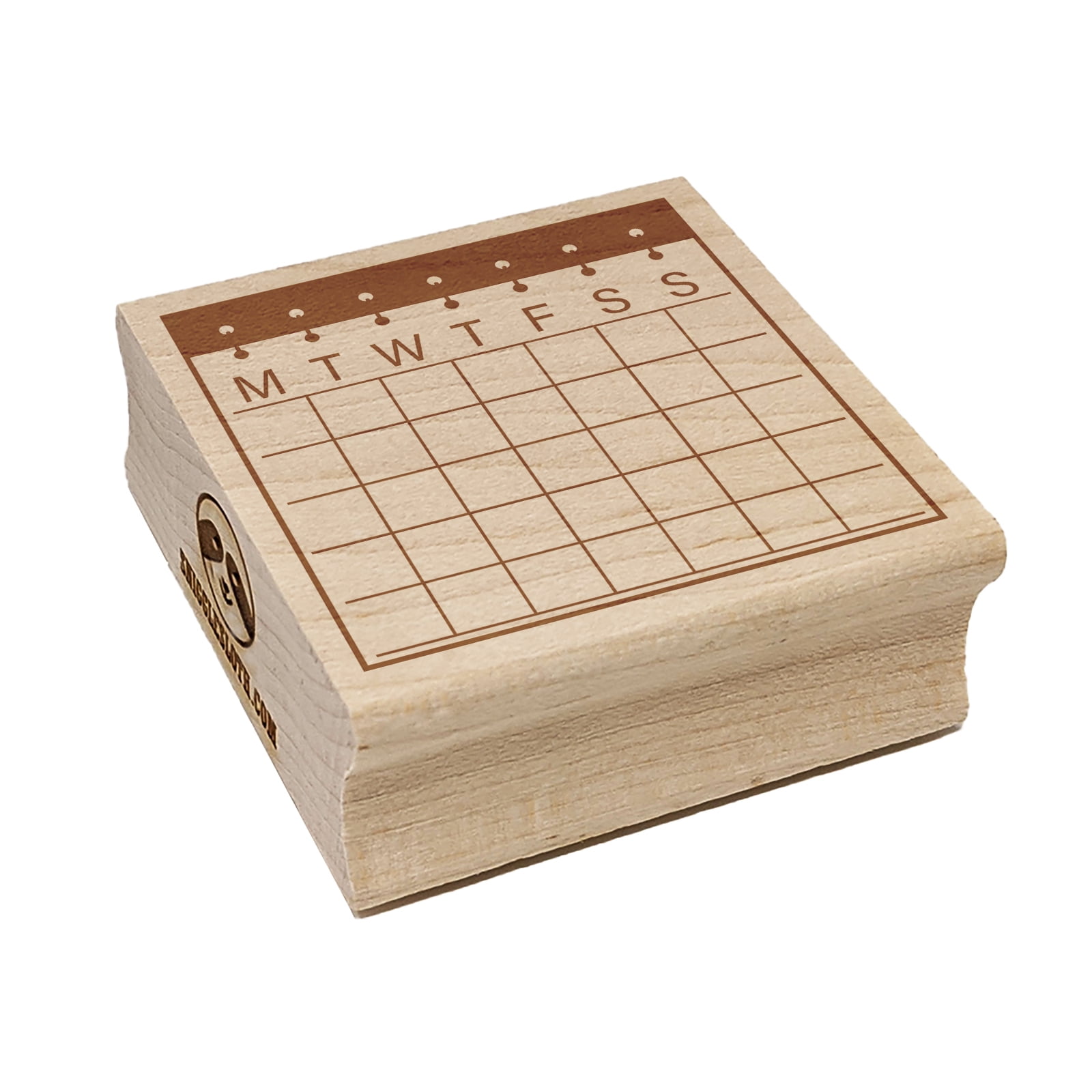 Blank Calendar with Notebook Rings Monday Start Square Rubber Stamp ...