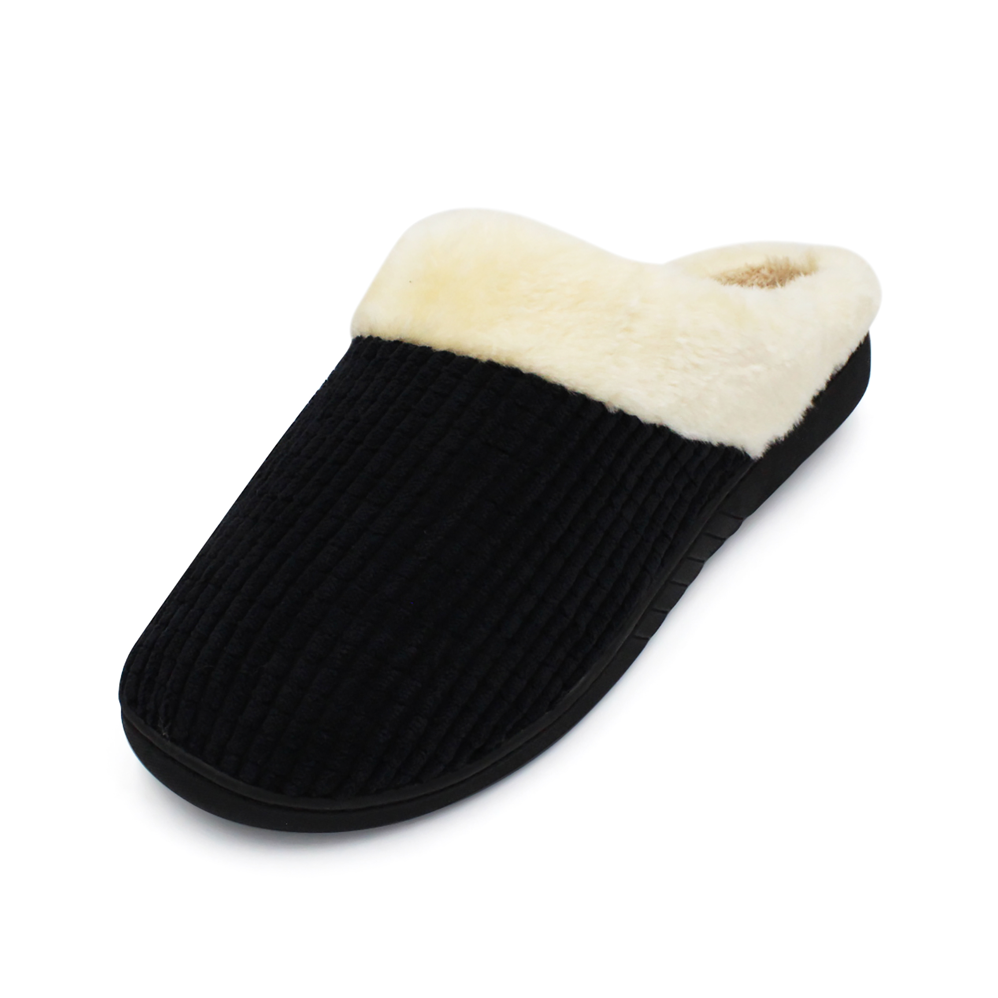 SLM Men's Bedroom Slippers Non Skid Fur Lined House Shoe Slides ...