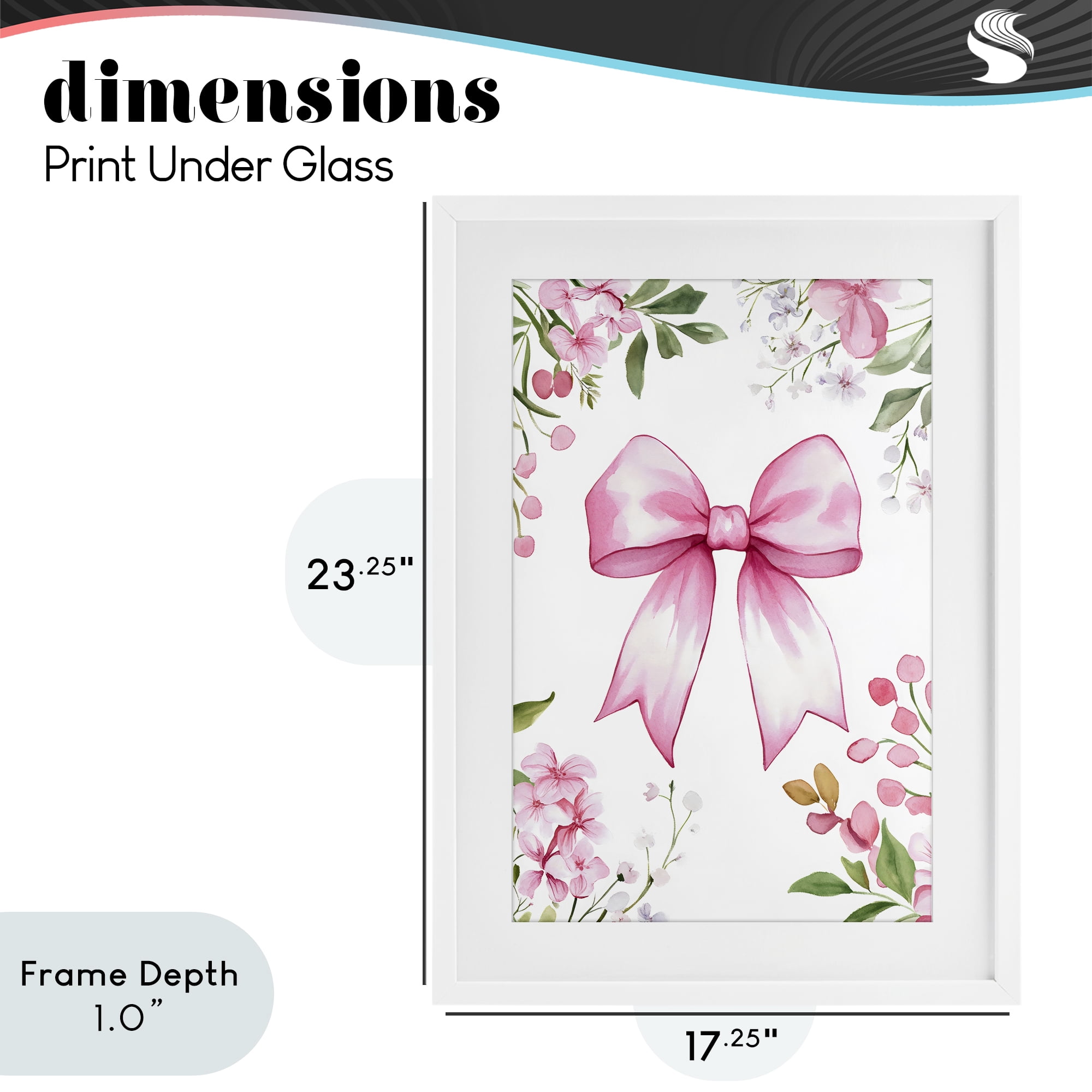 Stupell Industries Whimsical Floral Bow Pink White Framed Print Under Glass, design by Creative Studio