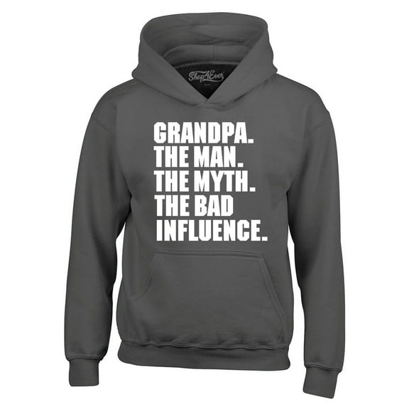 Shop4Ever Men's Grandpa The Man The Myth Hooded Sweatshirt Hoodie Small Charcoal
