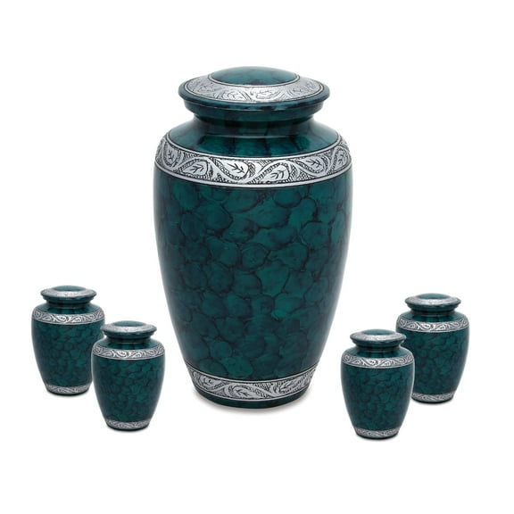 Urnsdirect2u Middleton Royal Green Adult Urn with 4 Tokens, 232 cubic inches