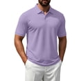 thumbnail image 3 of Men's Classic Short Sleeve Polo Shirt Solid Color Knit Collar Regular Fit Casual Business Top Breathable Comfortable Summer Wear Pullover Performance Shirts Tees, 3 of 5