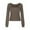 Coffee, variant on Lenpel Women's Long Sleeve Shirts Square Neck Solid Color Slim Casual Crop Tops Fall Fashion Base Layer