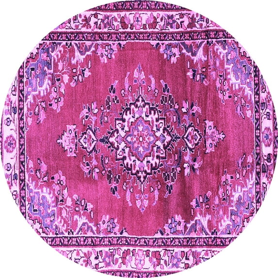 Ahgly Company Indoor Round Medallion Purple Traditional Area Rugs, 7' Round