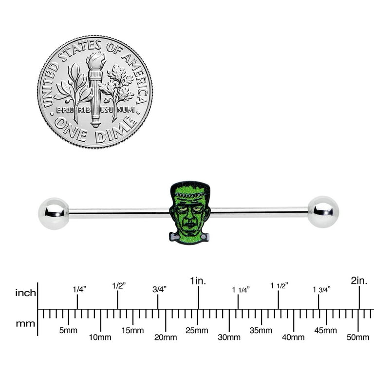 Body Candy Womens 14G 316L Steel Helix Glow in Dark Green Monster