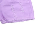thumbnail image 5 of Baby Girls Casual Denim Shorts Solid Color High Waist Button Ripped Jeans with Side Pockets Purple 2-3 Years, 5 of 5