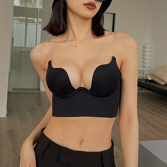 Women's Bra Women Solid Low Back Bras Underwired U Shape Backless Bras Multiple Convertible Straps Underwire Bra,Black Women's Bra XL