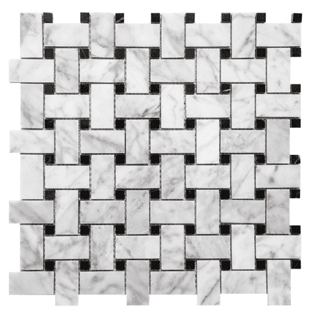 The Tile Life Santorini Basketweave 12" x 12" Nero Marble Mosaic Floor and Wall Tile, 1 Sheet