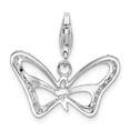 thumbnail image 3 of Sterling Silver Butterfly Pendant for Women with Cubic Zirconia, Openwork Nature Symbol Jewelry for Necklaces or Charm Bracelets, Lightweight Transformation Style, 3 of 6