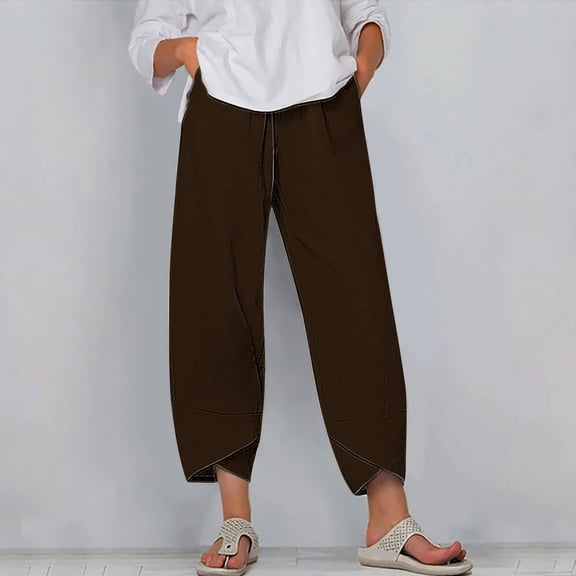 Nuoqisi Women's Capri Pants Casual Summer Loose Fitted Cropped Lounge Pants Trousers