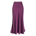 thumbnail image 1 of Jupe Taille Haute pour Femmes, Robe en Satin Uni, Fermeture Éclair Élégante, Midi, 1 of 2