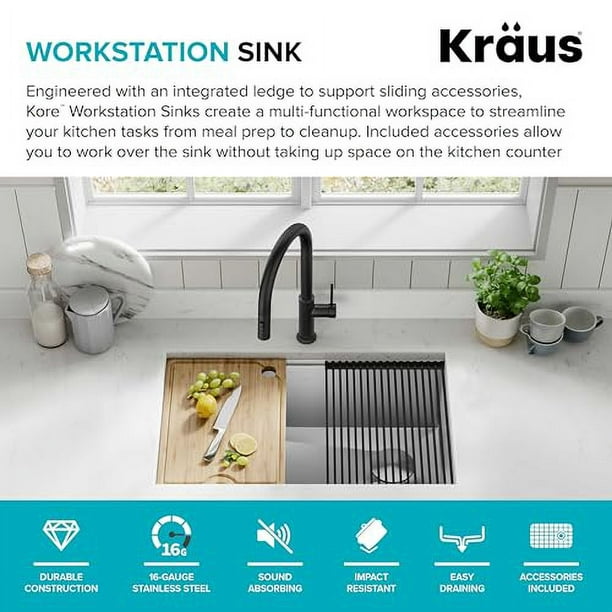 Kraus KWU112-30 30 Workstation Kitchen Sink With Accessories