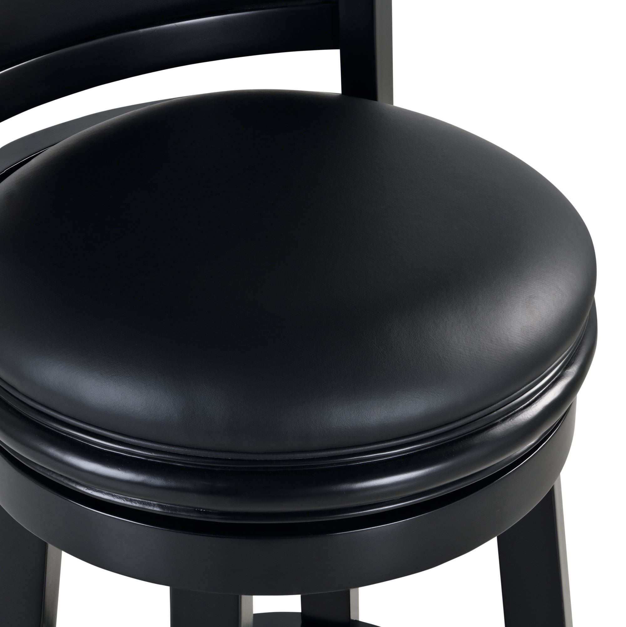 Boraam Augusta 34-inch Bar Height High Back Swivel Wood Bar Stool, Black Finish