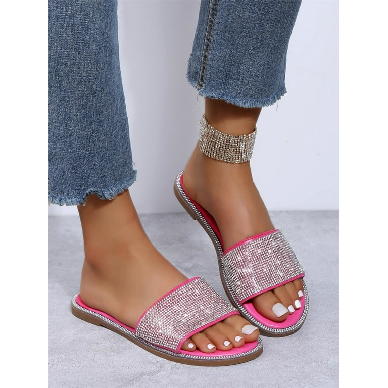 Pink slide on shoes sale
