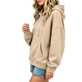 thumbnail image 6 of Tqcoqu Women's Drawstring Hooded Sweatshirt, Oversized Drop Shoulder Pullover With Kangaroo Pocket Ribbed Cuffs Soft Brushed Knit Casual Hoodie, 6 of 7
