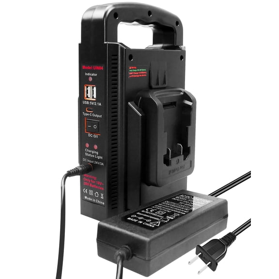 150W Portable Power Supply Inverter Fit for Milwaukee M18 18V Battery, DC 18V to AC 120V Power Inverter with Battery Charger AC Output Dual USB Type C 800 LM Led Light for Indoor Outdoor