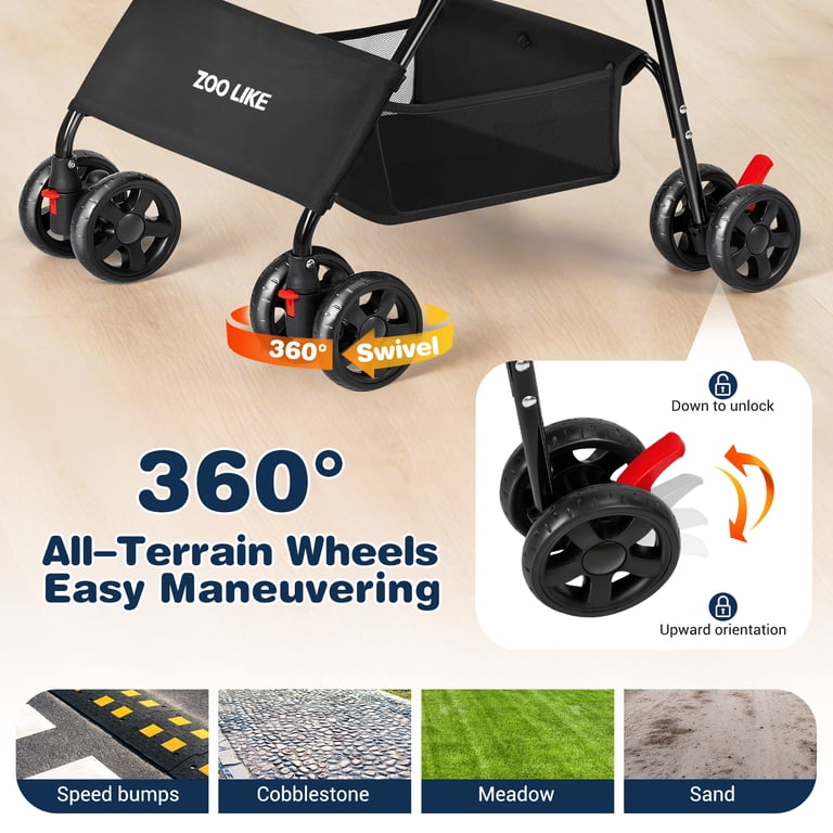 Zoolike 3-in-1 Pet Stroller with Detachable Carrier photo 5