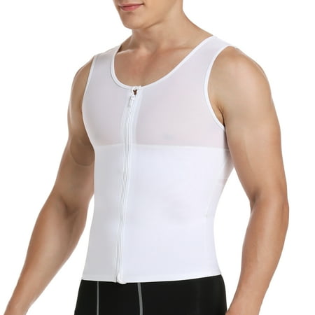 

Mens Compression Seamless Slimming Vest Waist Trainer Tank Top Tummy Control Hide Gynecomastia Undershirt