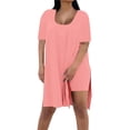 thumbnail image 2 of Pyhlmscde Lounge Sets for Women, Women Plus Size 2 Piece Outfits Short Sleeve Tunic Slit Tops Skinny Biker Shorts Sets Tracksuits, Two Piece Sets for Women Summer Pink S, 2 of 9