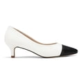 thumbnail image 5 of Women’s Pointed Toe Low Kitten Heel Pumps, Classic Office Dress Shoes with Faux Leather Cap Toe, Comfortable Work Heels, 5 of 5