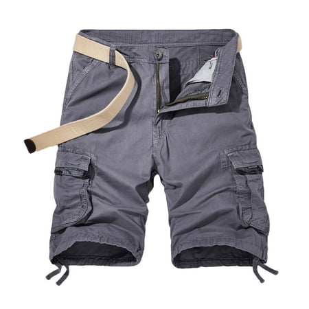 

Juebong Men s Solid Cargo Shorts Armygreen Gym Shorts for Men Casual Hiking Workout Sweatpants with Button Pocket 3X-Large Gray