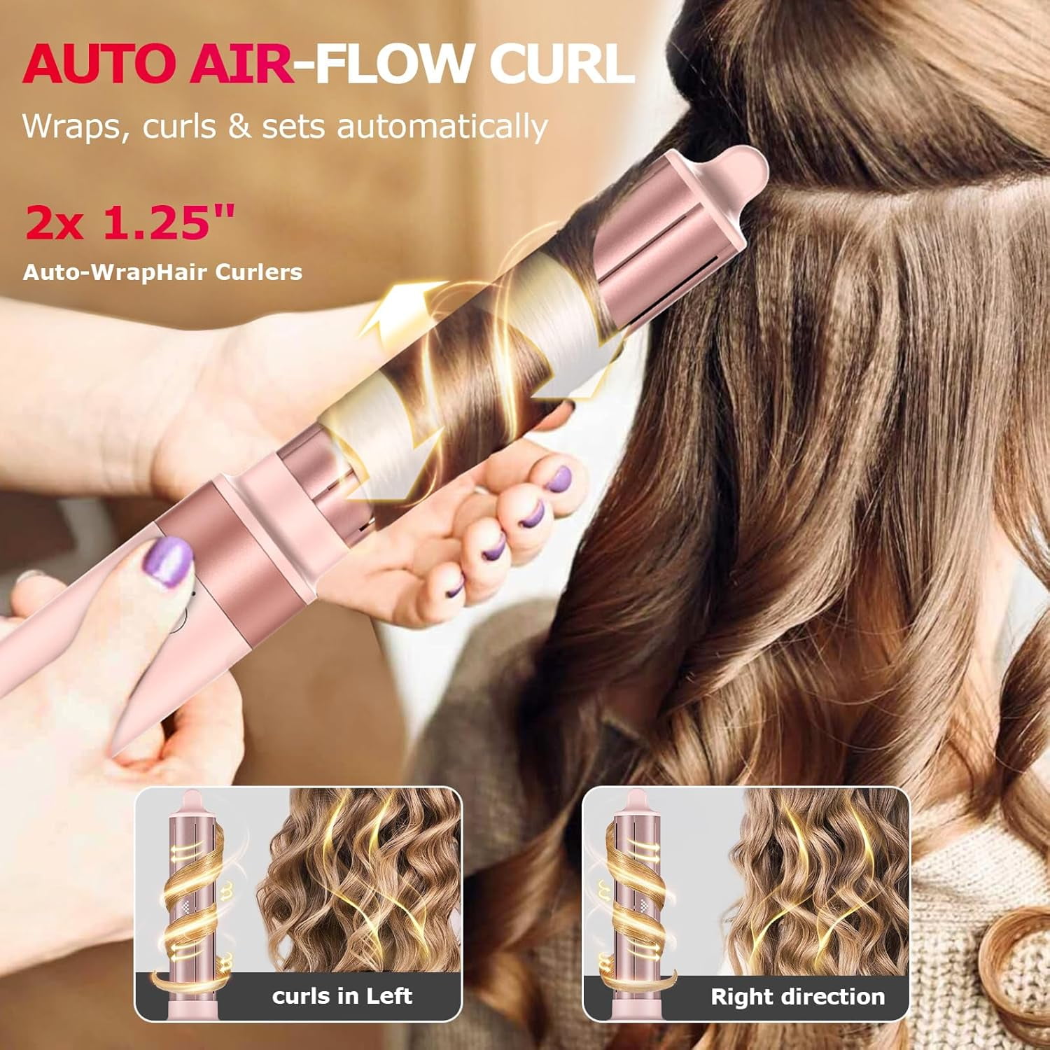 5-in-1 High-Speed Hot Air Styler with Diffuser for Curly Hair - Professional Frizz-Free Hair Dryer Brush for Fast Drying, Curling & Volumizing, Includes Travel Bag