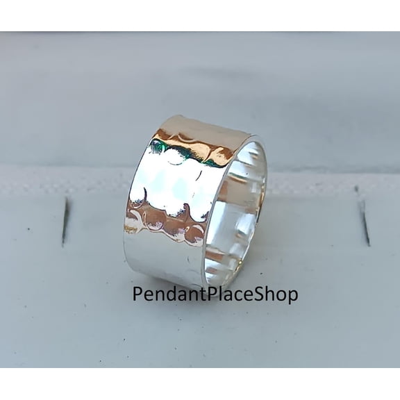 LD DESIGNS -Hammered Silver Ring â€“ 925 Sterling Silver Band | Men's Durable Wedding Band with Artisan Crafted Elegant Finish