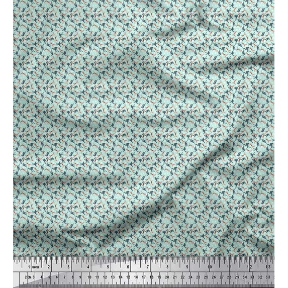 Soimoi Polyester Crepe Fabric Men & Hockey Stick Shirting Fabric Prints by Yard 52 Inch Wide