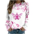 thumbnail image 2 of Sweatshirts for Women Breast Cancer Gift Crewneck Long Sleeve Shirts Pink-Ribbon-Day Graphic Tunic Tops Blouses for Leggings, Casual Tops Pullover Cute Lightweight Loose Pocket Shirt qILAKOG, 2 of 5