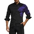 thumbnail image 4 of FINALGANG Mens Long Sleeve Dress Shirt With Dragon Print Traditional Style Turn Down Collar Button Down Shirt For Party Business Daily Wear Purple M, 4 of 4