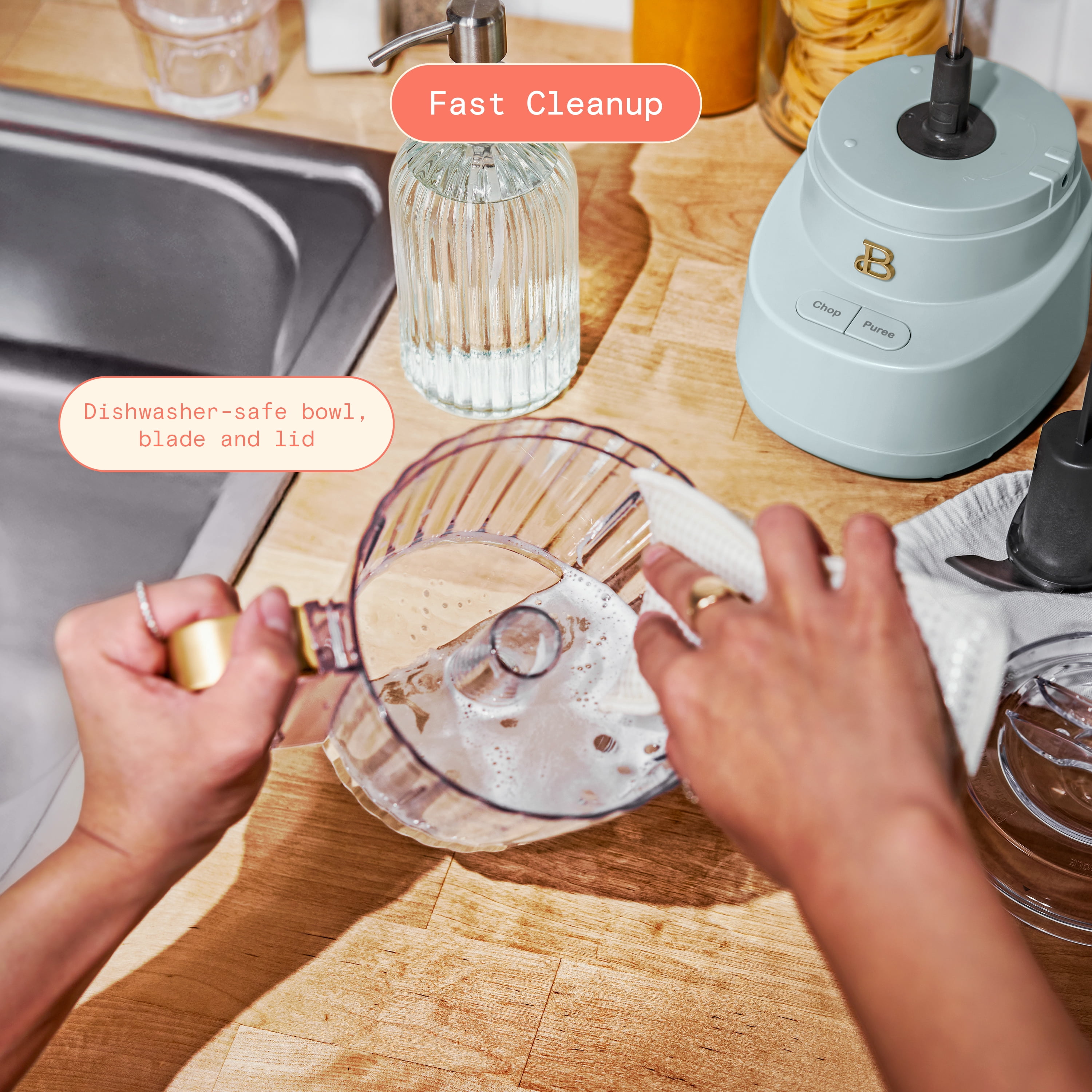 Beautiful 3-Cup Electric Food Chopper, Hydrangea by Drew Barrymore