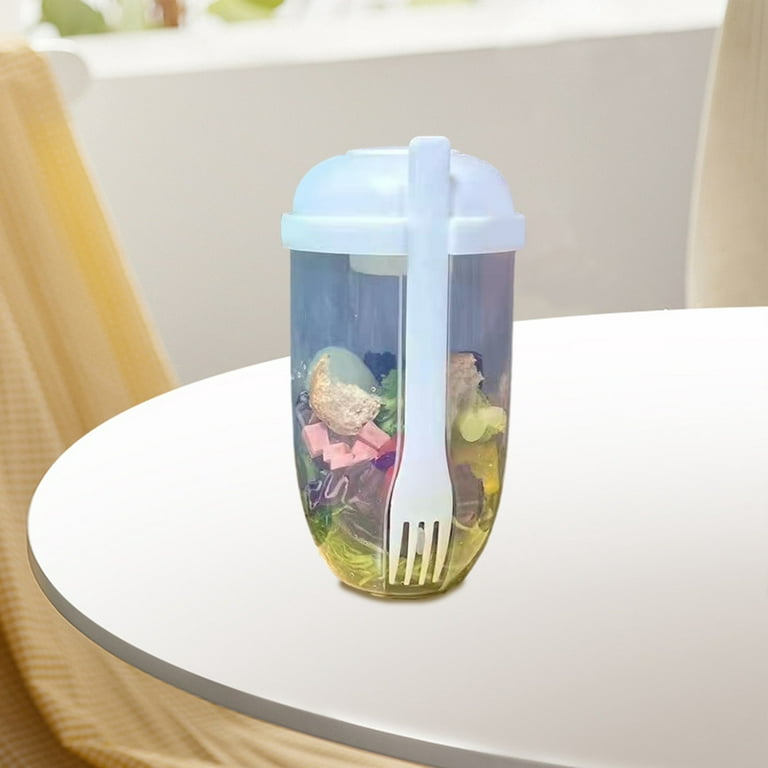 Salad Cup with Fork Transparent Salad Cup Portable Salad Cup with Lid Fork  for Office School Travel Transparent Body Capacity Breakfast Cup for Fat