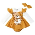 thumbnail image 5 of PatPat Infant Baby Girl Romper 100% Cotton Bear Long Sleeve & Headband Set, 0-3 Months, 5 of 8