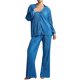thumbnail image 1 of VISgogo - Conjunto de pantalones para mujer, blusa fruncida de manga larga con cuello en V y cuello de solapa + pantalones elásticos de longitud completa VISgogo moda, 1 of 9