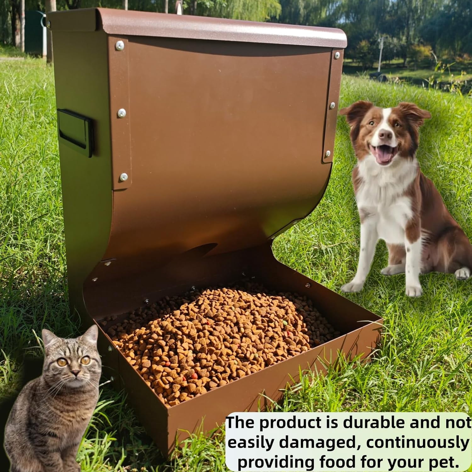 Automatic Dog Feeder Large Breed, 15lb Indoor/Outdoor Gravity Feeder for Dogs