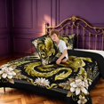 thumbnail image 4 of Manfei Golden Dragon Animals King Size Comforter Sets,Vintage Floral Comforters King Size,Brown,Black Reversible,3 Pieces,1 Comforter and 2 Pillowcases, 4 of 7