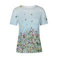 thumbnail image 4 of SMihono Hauts pour Femmes Été Chic Décontracté Mode Femme Décontracté Col Rond Imprimé Blouse Manches Courtes T-Shirt Hauts d'Été Grande Taille T-Shirt, 4 of 5
