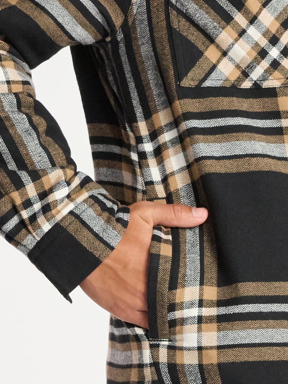 George Men's Shirt Jacket with Long Sleeves, High Pile Fleece Lining, Sizes S-3XL