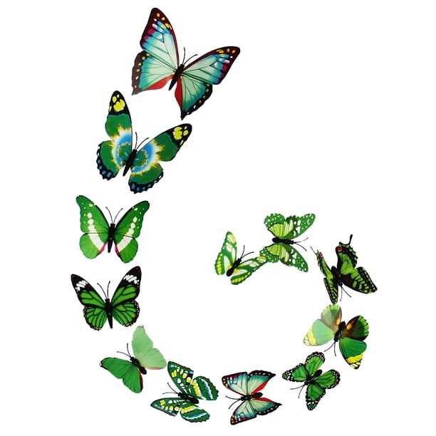 Wosthever 12 Uds. Pegatinas de pared de mariposas 3D, calcomanías de diseño artístico de doble cubierta, decoración de habitación DIY Decoración del hogar 11